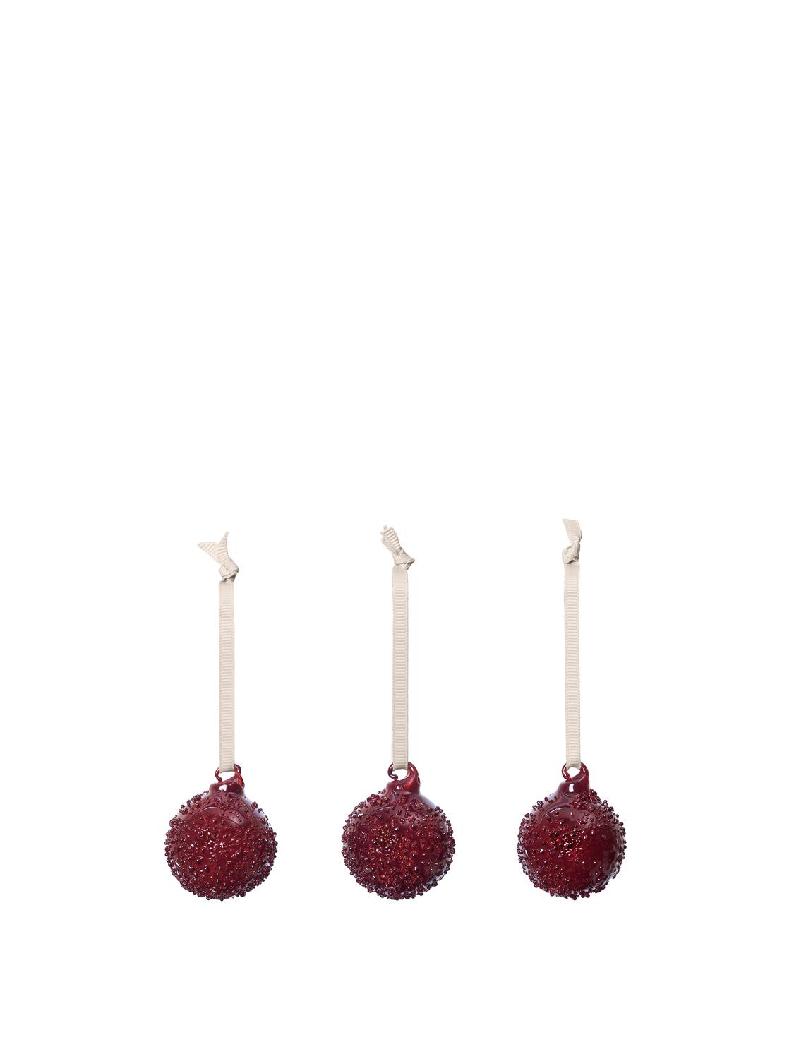 Flurry Glass julekugler, Small, 3 stk – Picante Red